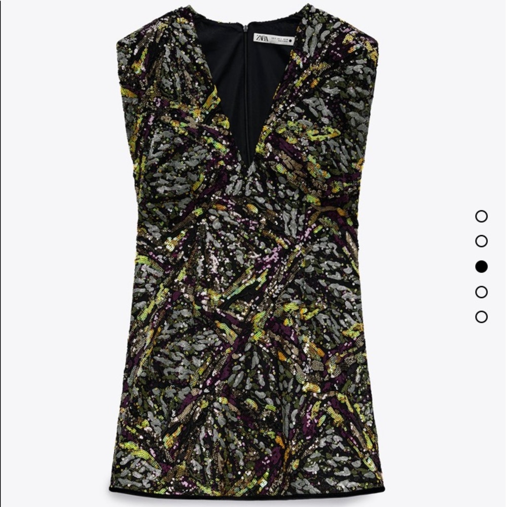 NWT Zara mini sequin party black dress M